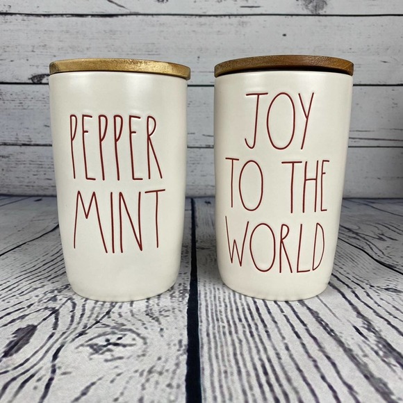 🎄 Rae Dunn Peppermint & Joy To The World Christmas Canister Set - Picture 1 of 9